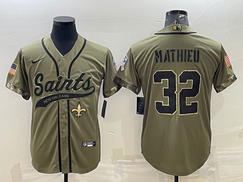 Men's New Orleans Saints Tyrann Mathieu Olive 2022 Salute To Service Retired Player Limited Jersey Joint Edition