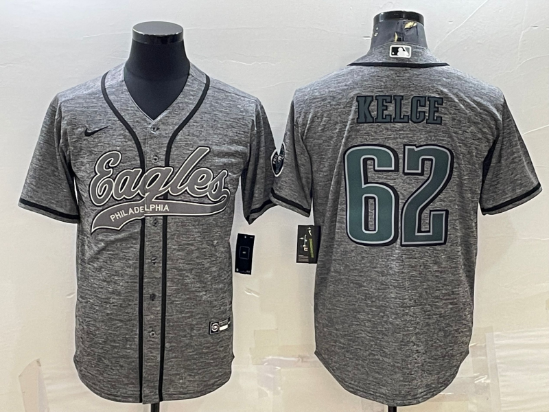 Men's Philadelphia Eagles Jason Kelce Gray Player Jersey Joint Edition