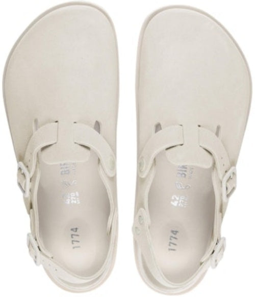 Birkenstock 1774 III Tokio 1025950 Suede Leather Bone White Covered-Toe Slippers