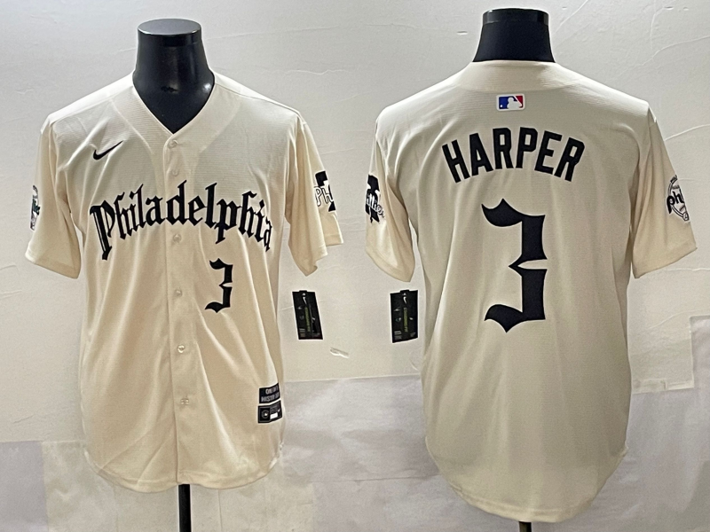 Men's Philadelphia Phillies Bryce Harper Cream Limited Player Jersey