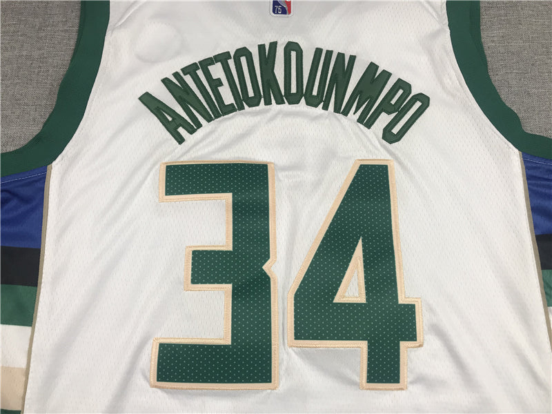 Men's Milwaukee Bucks Giannis Antetokounmpo NBA White Player Jersey