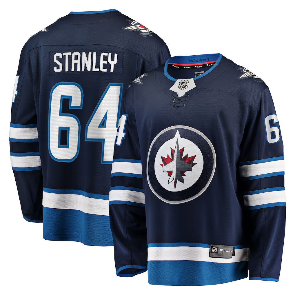 Men's Winnipeg Jets Logan Stanley Fanatics Navy Home Breakaway Player Jersey