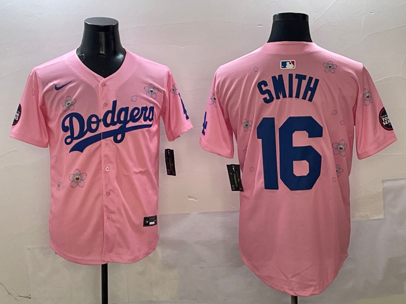 Men's Los Angeles Dodgers Will Smith Pink Replica Player Jersey