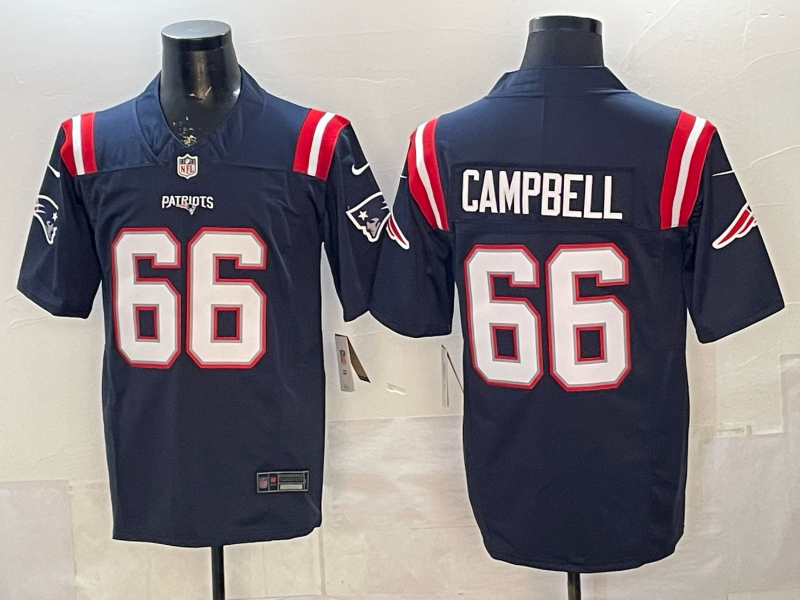 Men's New England Patriots Will Campbell Navy Player Game Jersey