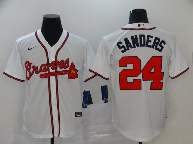 Men's Atlanta Braves Deion Sanders White Replica Player Jersey