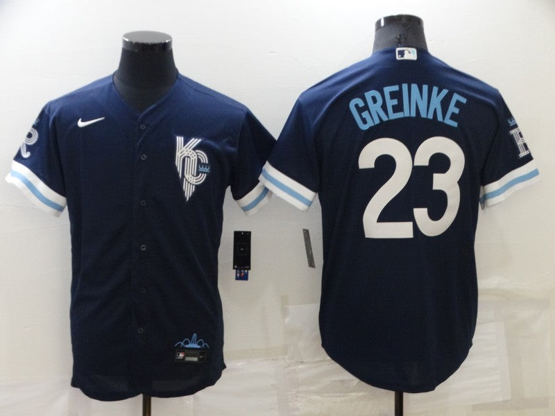 Men's Kansas City Royals Zack Greinke Navy Replica Baseball Jersey
