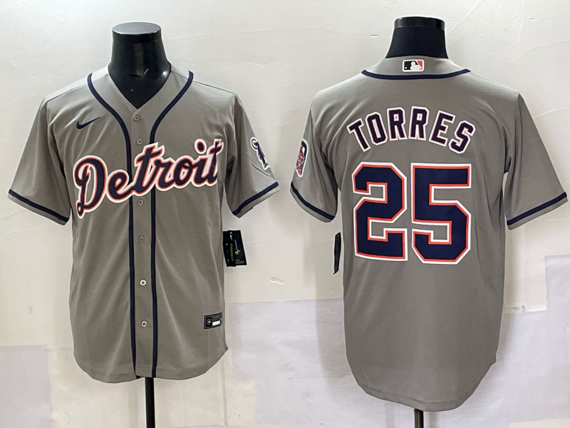 Men's Detroit Tigers Gleyber Torres Gray Limited Player Jersey