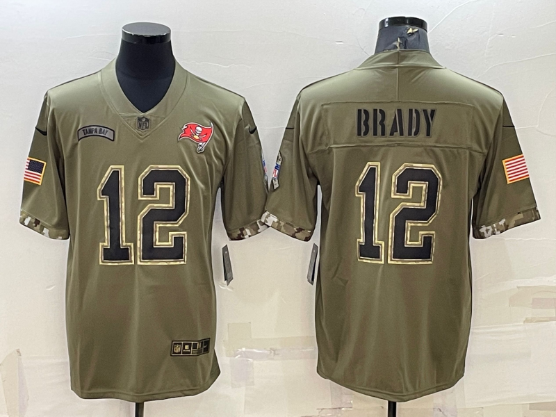 Men's Tampa Bay Buccaneers Tom Brady Olive 2022 Salute To Service Retired Player Limited Jersey