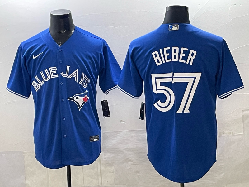 Men's Toronto Blue Jays Shane Bieber Royal Alternate Player Jersey