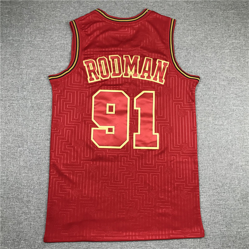 Men's Chicago Bulls Dennis Rodman Red Hardwood Classics Swingman Jersey