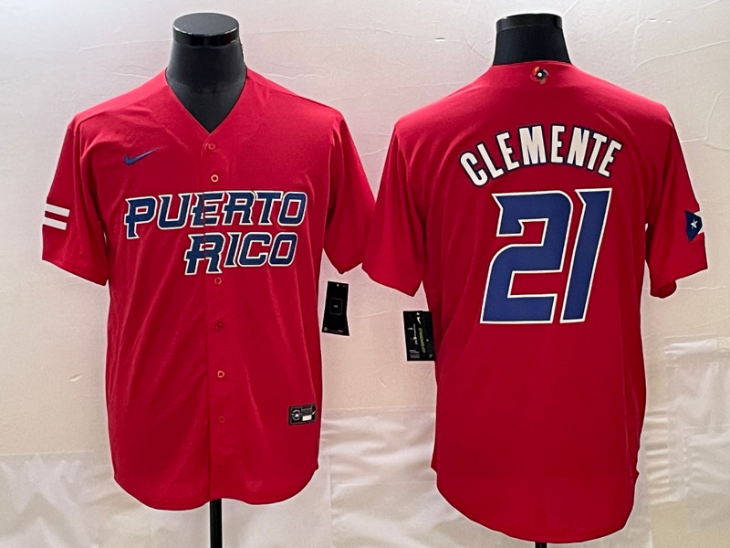 Men's 2023 World Baseball Classic Roberto Clemente Puerto Rico Red Jersey