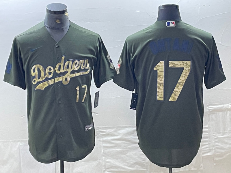 Men's Los Angeles Dodgers Shohei Ohtani Army Green Game Jersey