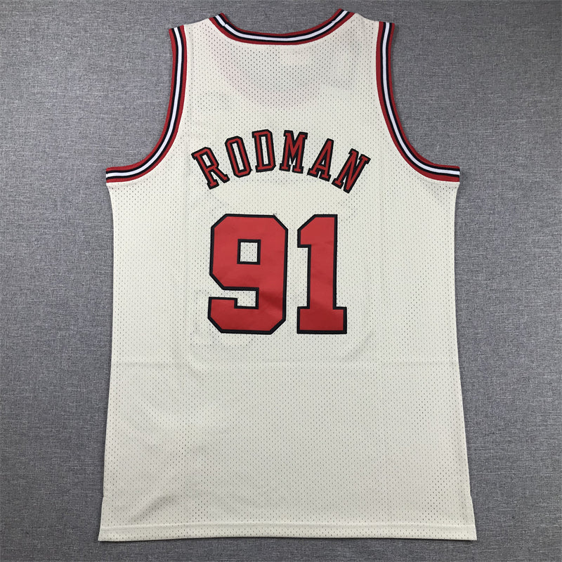 Men's Chicago Bulls Dennis Rodman Cream Hardwood Classics Swingman Jersey