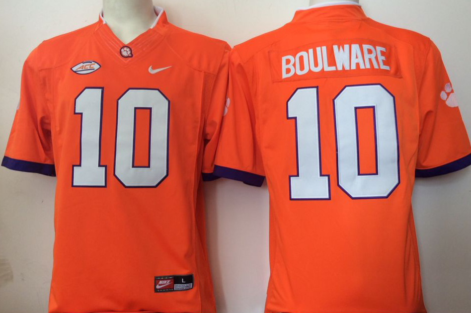 Men's Clemson Tigers Ben Boulware Orange Player Game Jersey