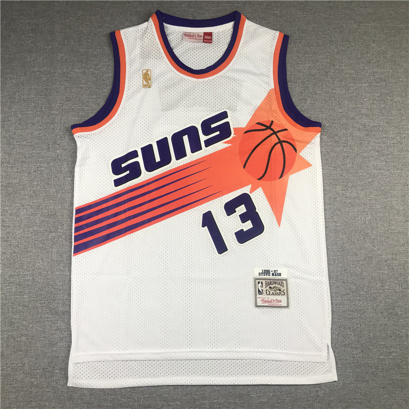 Men's Phoenix Suns Steve Nash White 1996-97 Throwback Stitched Jersey