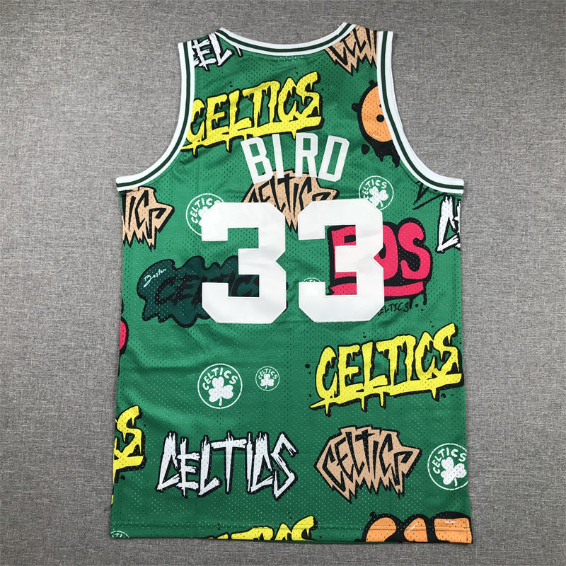 Men's Boston Celtics Larry Bird Green Swingman Graffiti Edition Jersey