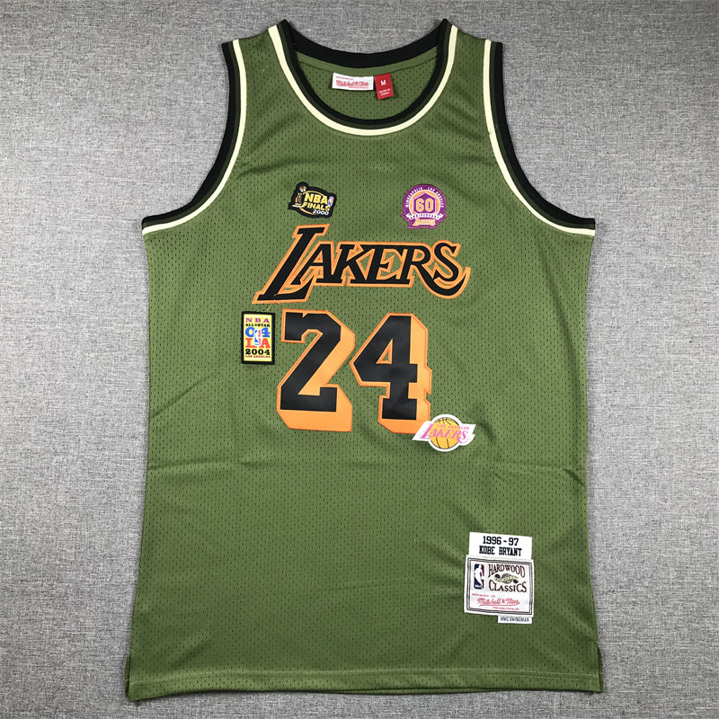 Men's Los Angeles Lakers Kobe Bryant Army Green 1996-97 Hardwood Classics Swingman Jersey