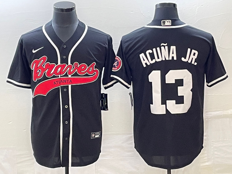 Men's Atlanta Braves Ronald Acuna Jr. Black Replica Player Jersey Joint Edition
