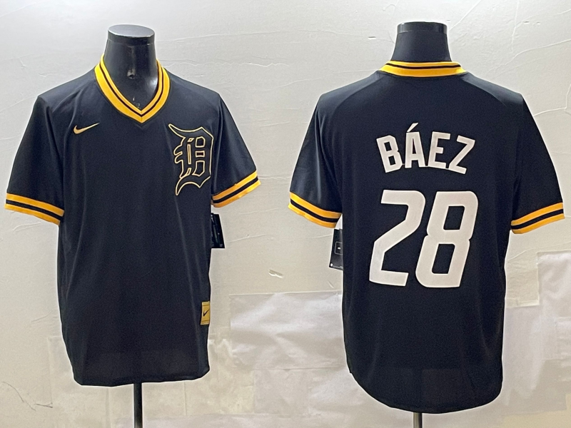 Men's Detroit Tigers Javier Baez Black Replica Player Jersey