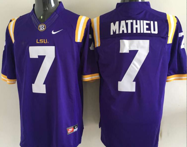 Men's LSU Tigers Tyrann Mathieu Purple Player Game Jersey