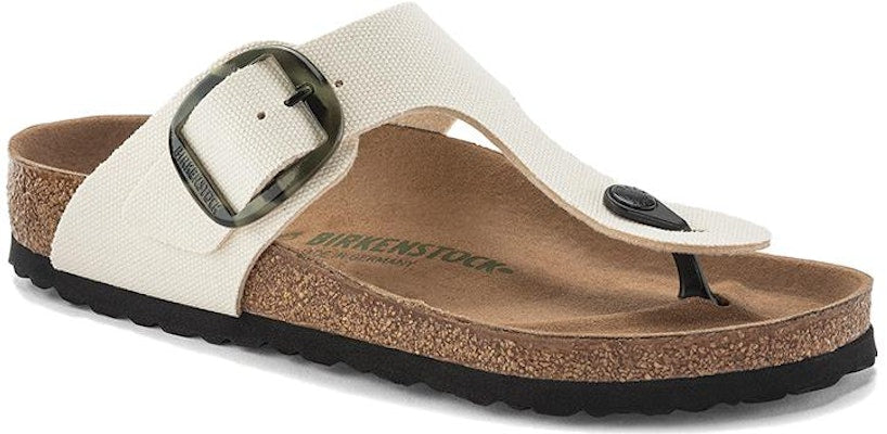 Birkenstock Gizeh 1024004 Vegan Big Buckle Textile Narrow Fit Eggshell White Sandals