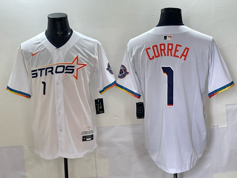 Men's Houston Astros Carlos Correa White 2025 City Connect Limited Player Jersey