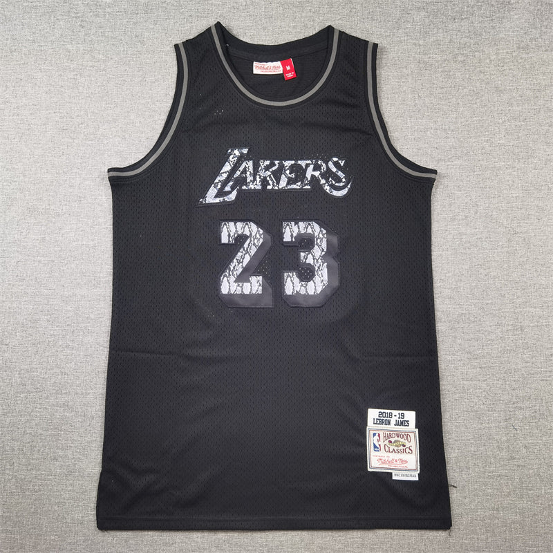 Men's Los Angeles Lakers LeBron James Black 2018/19 Hardwood Classics Swingman Jersey