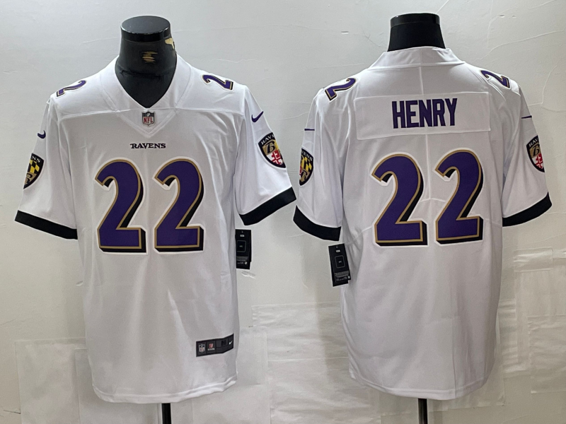 Men's Baltimore Ravens Derrick Henry White Game Player Jersey