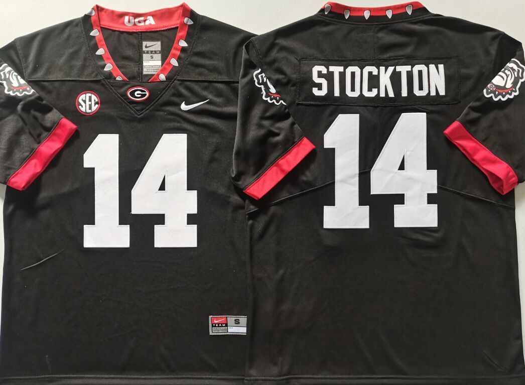 Men's Georgia Bulldogs Gunner Stockton Black Player Jersey