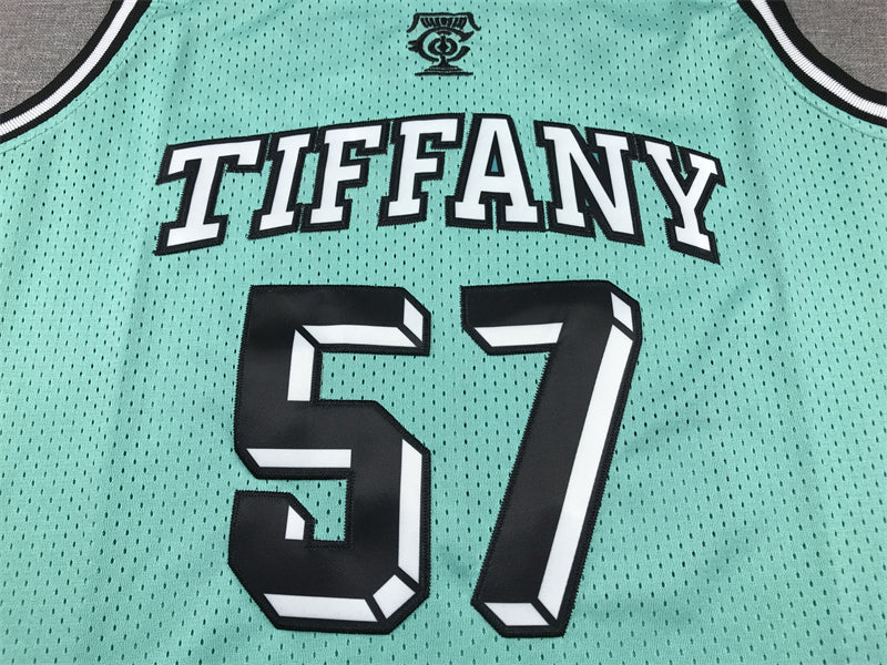 Men's Tiffany & Co #57 Mitchell & Ness Teal Basketball Jersey