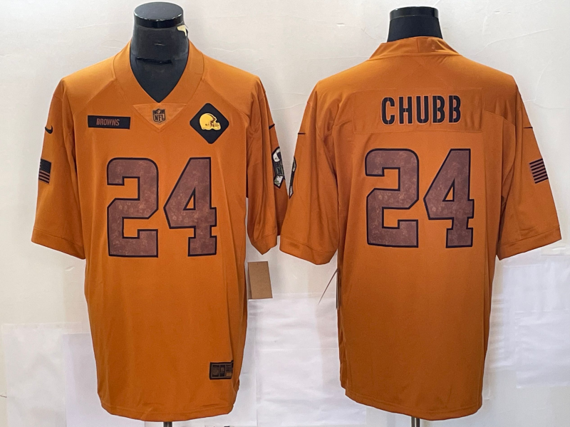Men's Cleveland Browns Nick Chubb Brown 2023 Salute To Service Limited Jersey