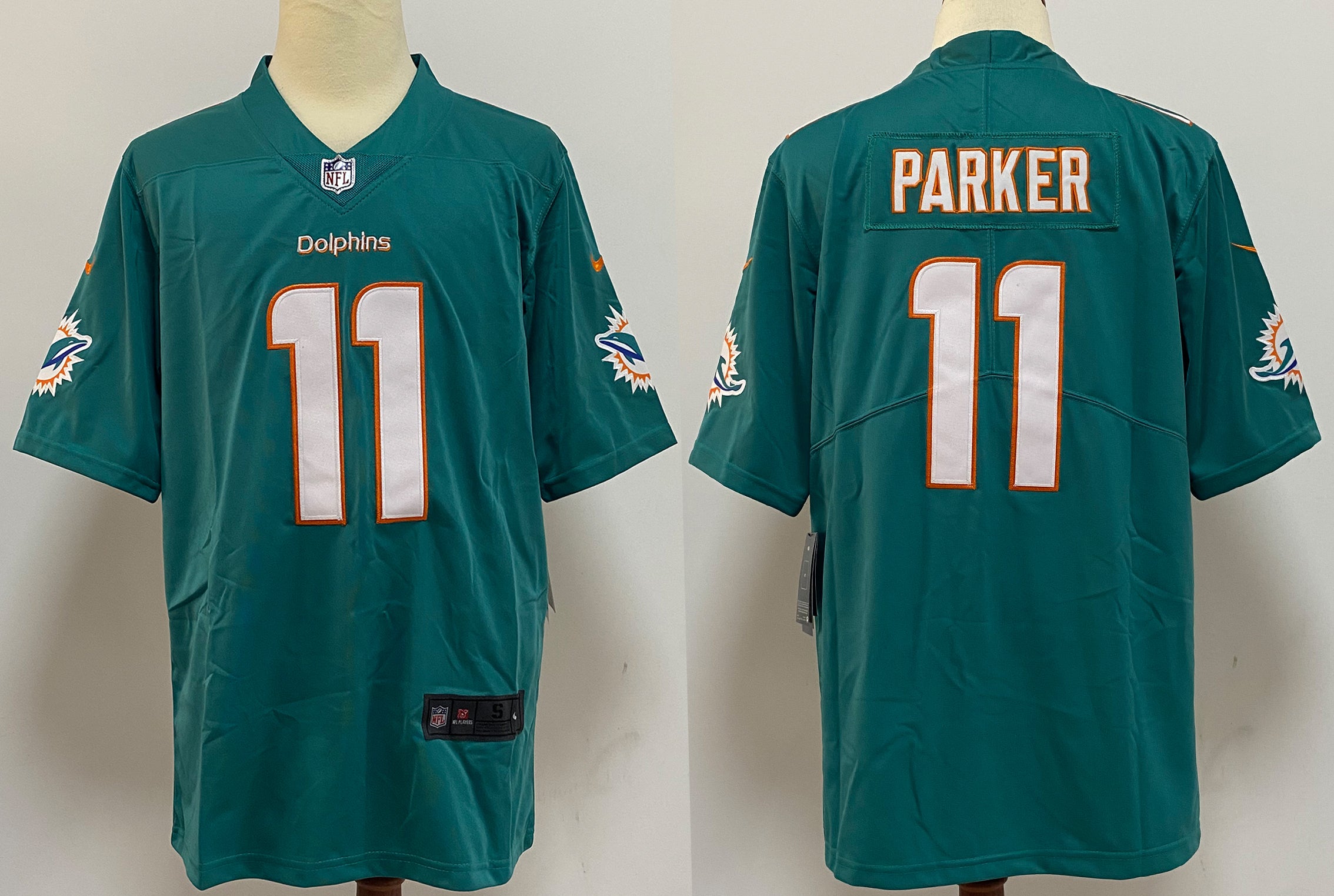 Men's Miami Dolphins DeVante Parker Green Aqua Game Jersey