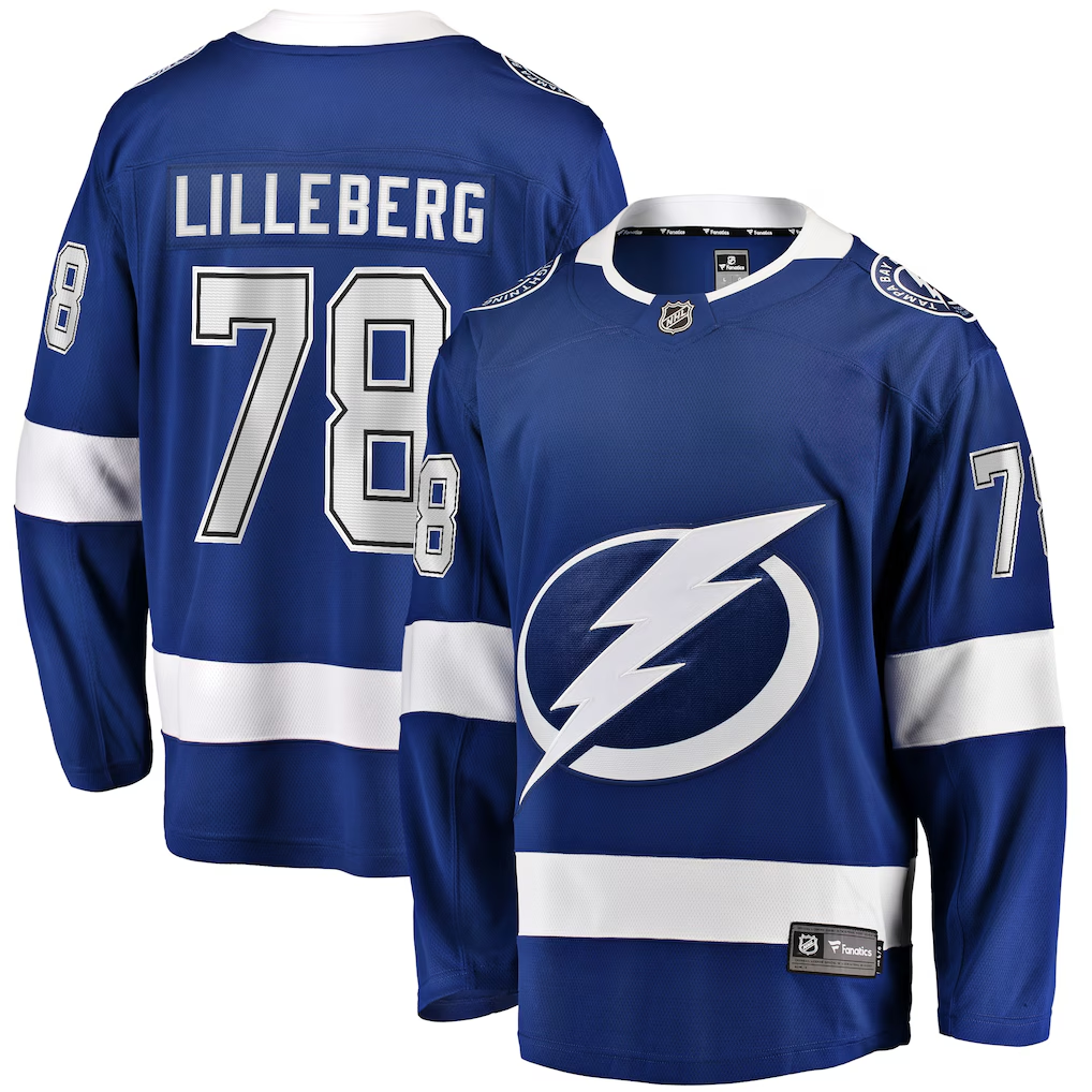Men's Tampa Bay Lightning Emil Lilleberg Fanatics Blue Home Breakaway Player Jersey