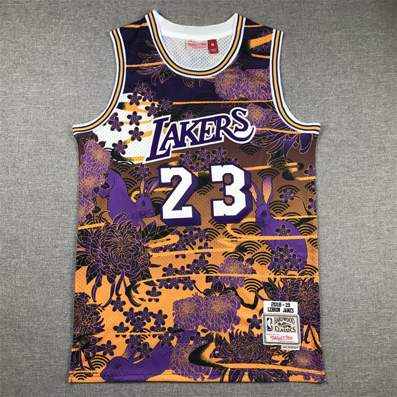 Men's Los Angeles Lakers LeBron James Year of Rabbit Edition Hardwood Classics Swingman Jersey
