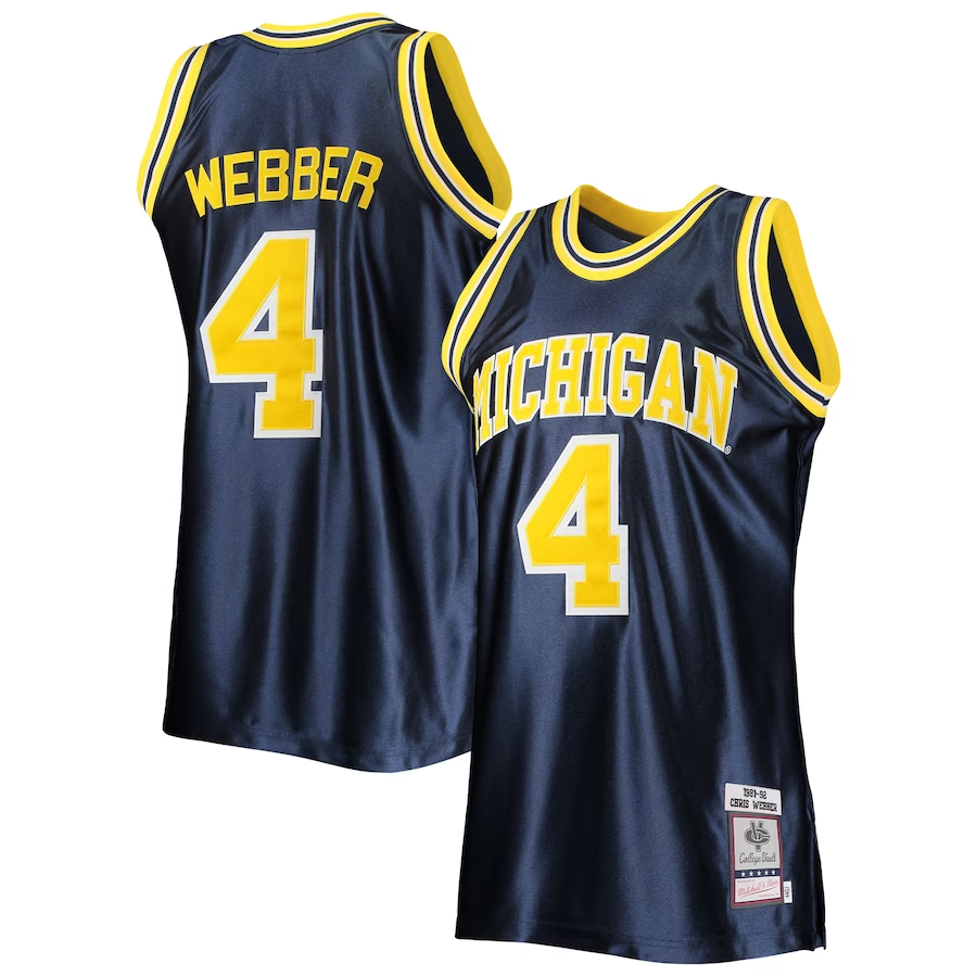 Men's Michigan Wolverines Chris Webber Navy Team Replica Player Jersey
