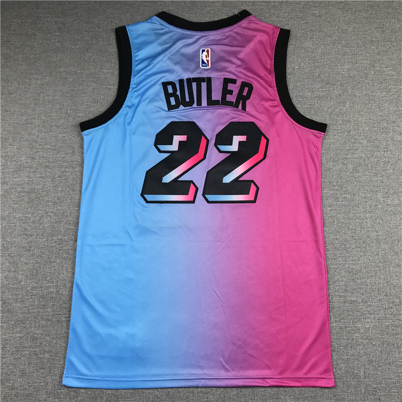 Men's Miami Heat Jimmy Butler NBA Pink Blue Swingman Jersey - City Edition
