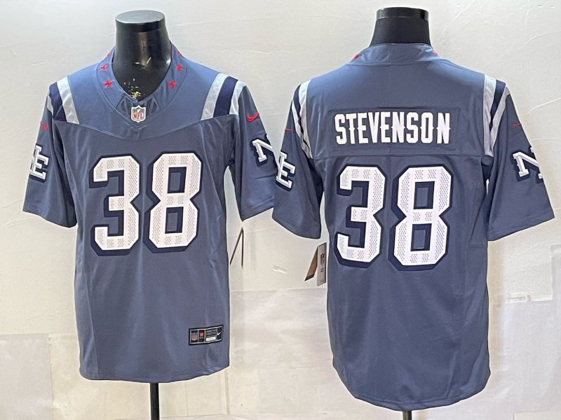 Men's New England Patriots Rhamondre Stevenson Storm Blue 2025 Rivalries Collection Limited Jersey