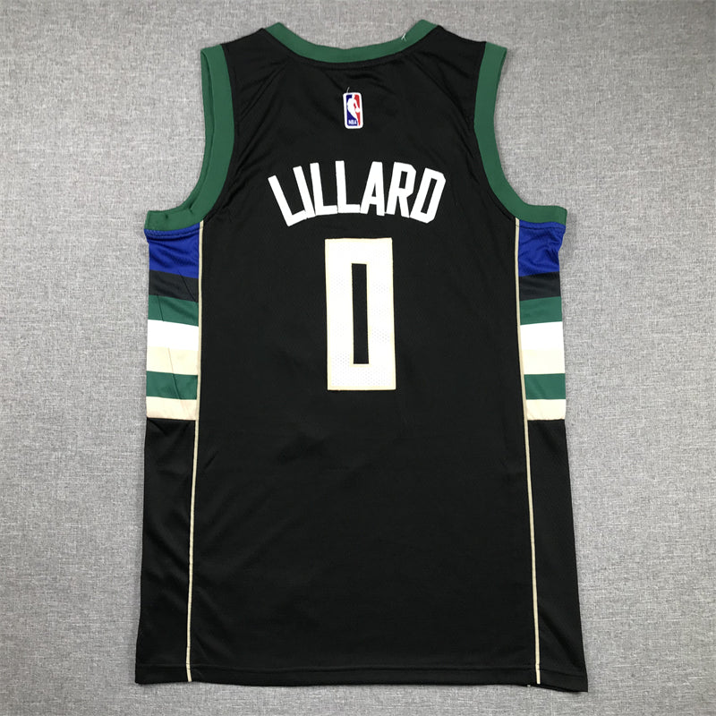 Men's Milwaukee Bucks Damian Lillard Black Swingman Jersey