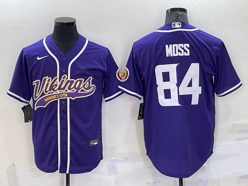 Men's Minnesota Vikings Randy Moss Purple Game Jersey Joint Edition