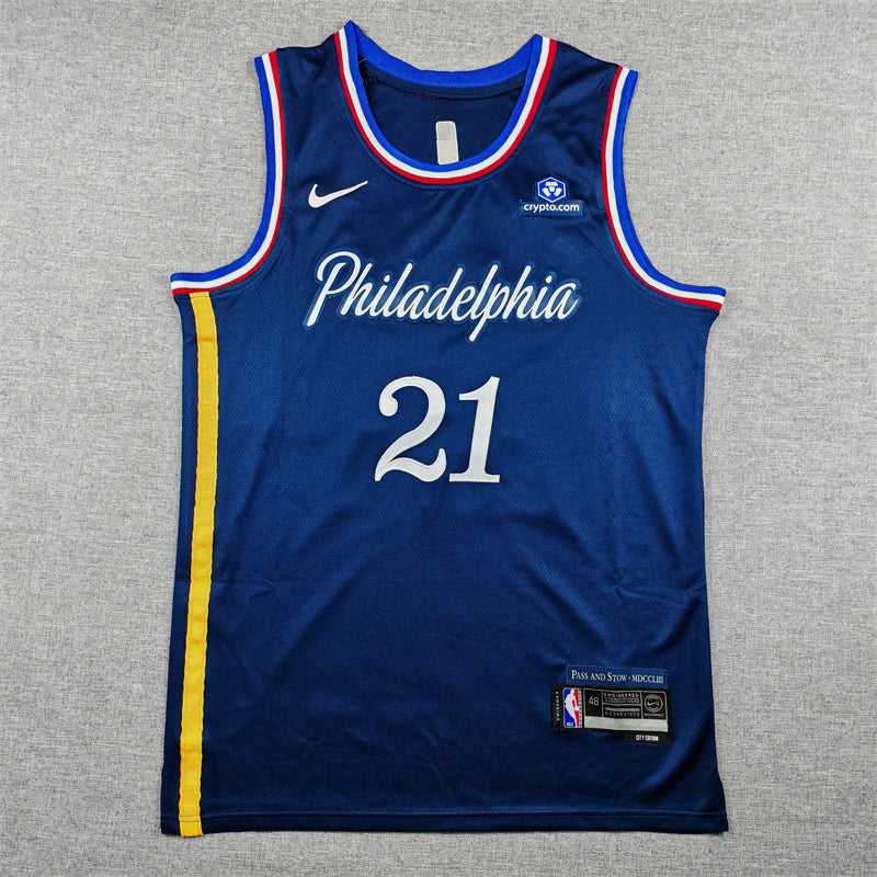 Men's Philadelphia 76ers Joel Embiid Navy 2025/26 Swingman Jersey - City Edition