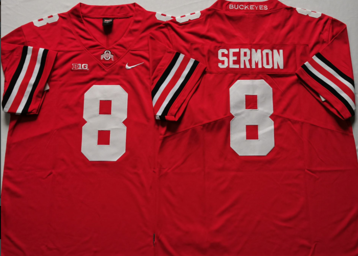 Men's Ohio State Buckeyes Trey Sermon Scarlet Player Game Jersey