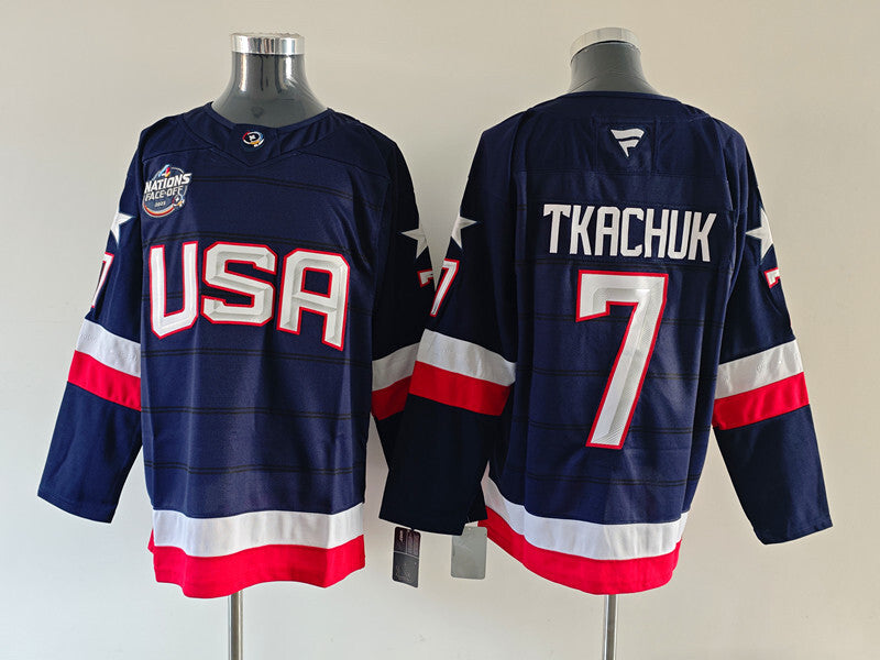 Men's United States 2025 4 Nations Face-Off Brady Tkachuk Fanatics Navy Breakaway Jersey
