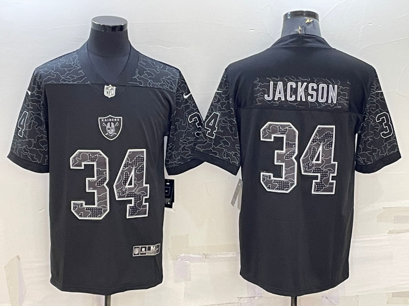 Men's Las Vegas Raiders Bo Jackson Black RFLCTV Limited Jersey