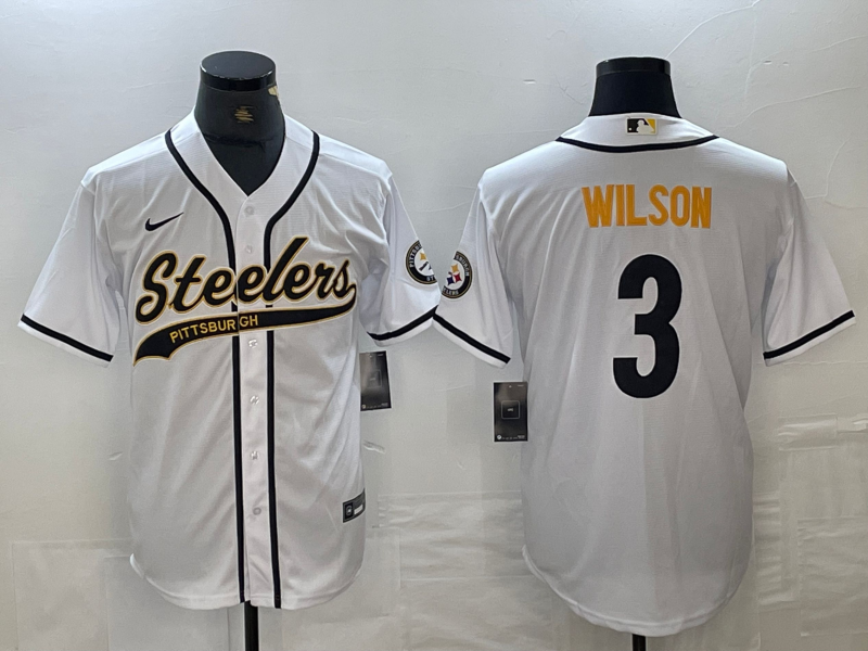 Men's Pittsburgh Steelers Russell Wilson White Game Jersey Joint Edition