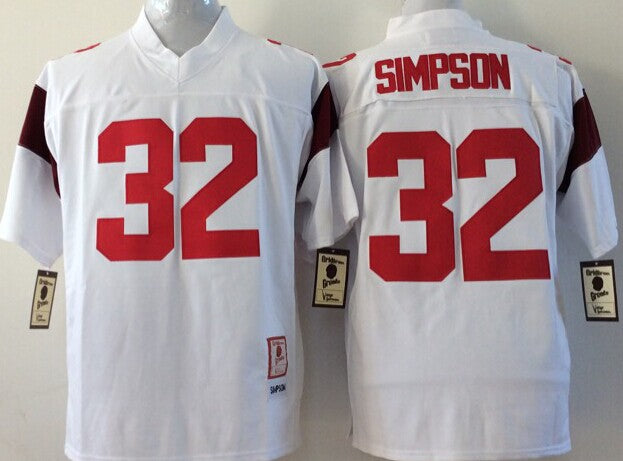 Men's USC Trojans O.J. Simpson White Player Game Jersey