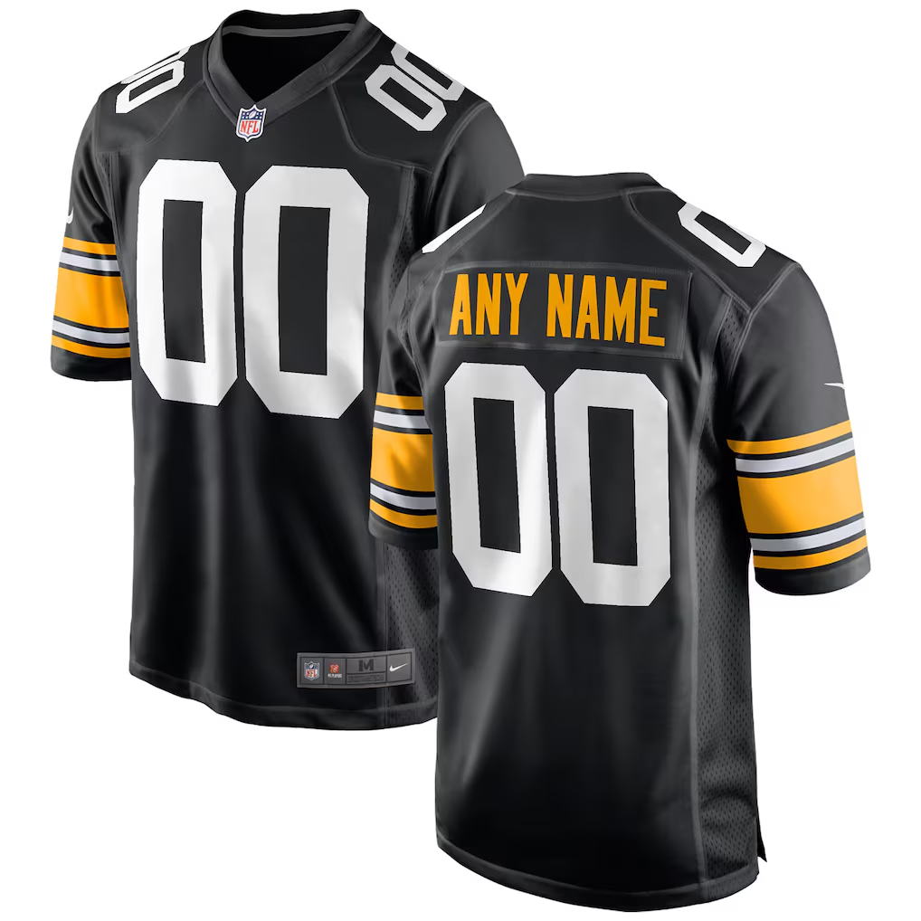 Men's Pittsburgh Steelers Black Custom Game Jersey