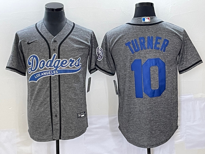 Men's Los Angeles Dodgers Justin Turner Gray Game Jersey Joint Edition