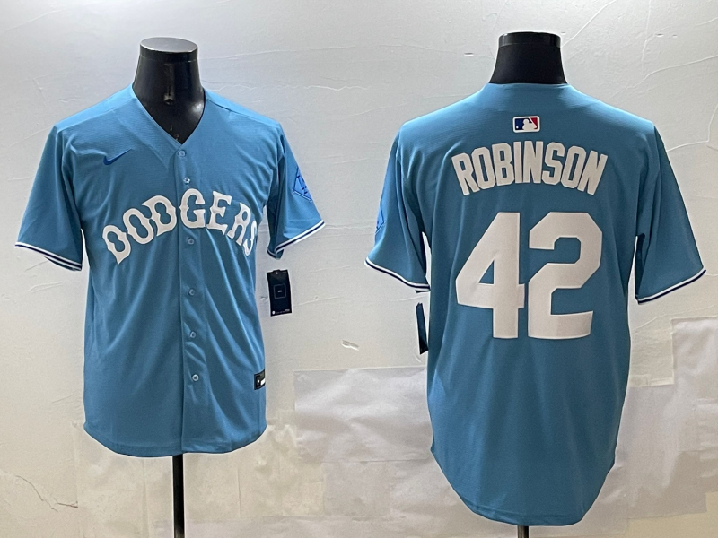 Men's Los Angeles Dodgers Jackie Robinson Light Blue Limited Player Jersey
