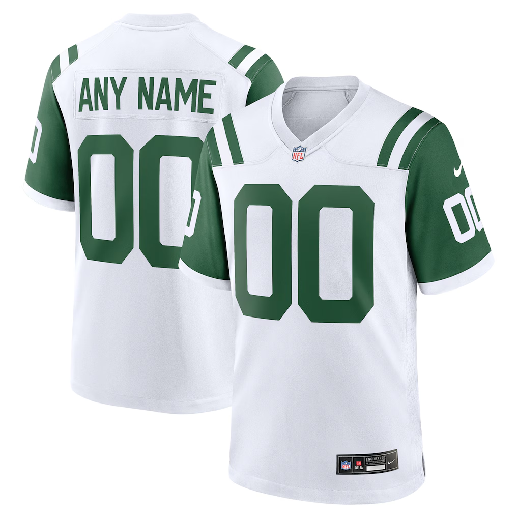 Men's New York Jets White Classic Alternate Custom Replica Jersey