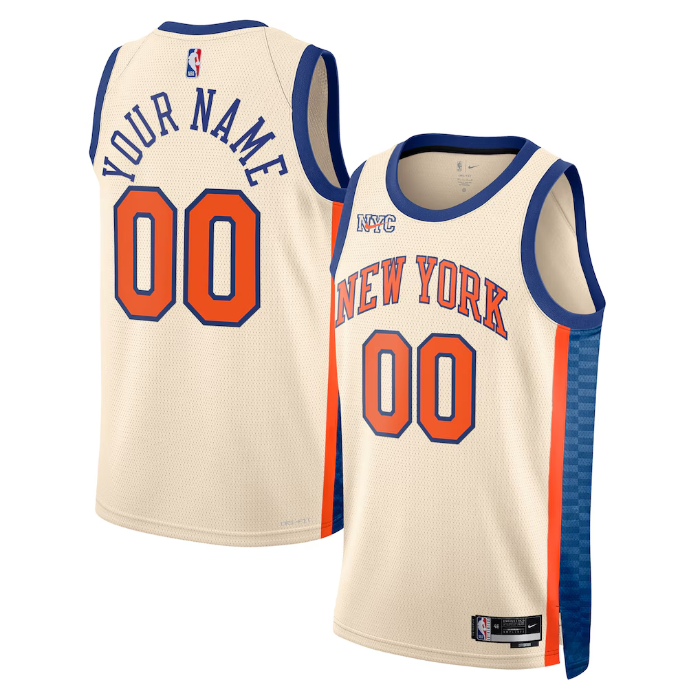 Men's New York Knicks Cream 2025/26 City Edition Swingman Custom Jersey